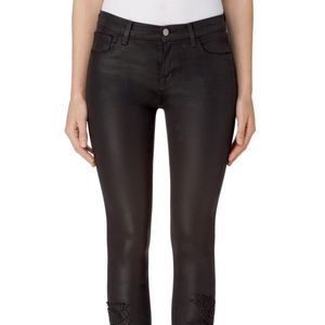 J Brand 620 mid rise super skinny black lace